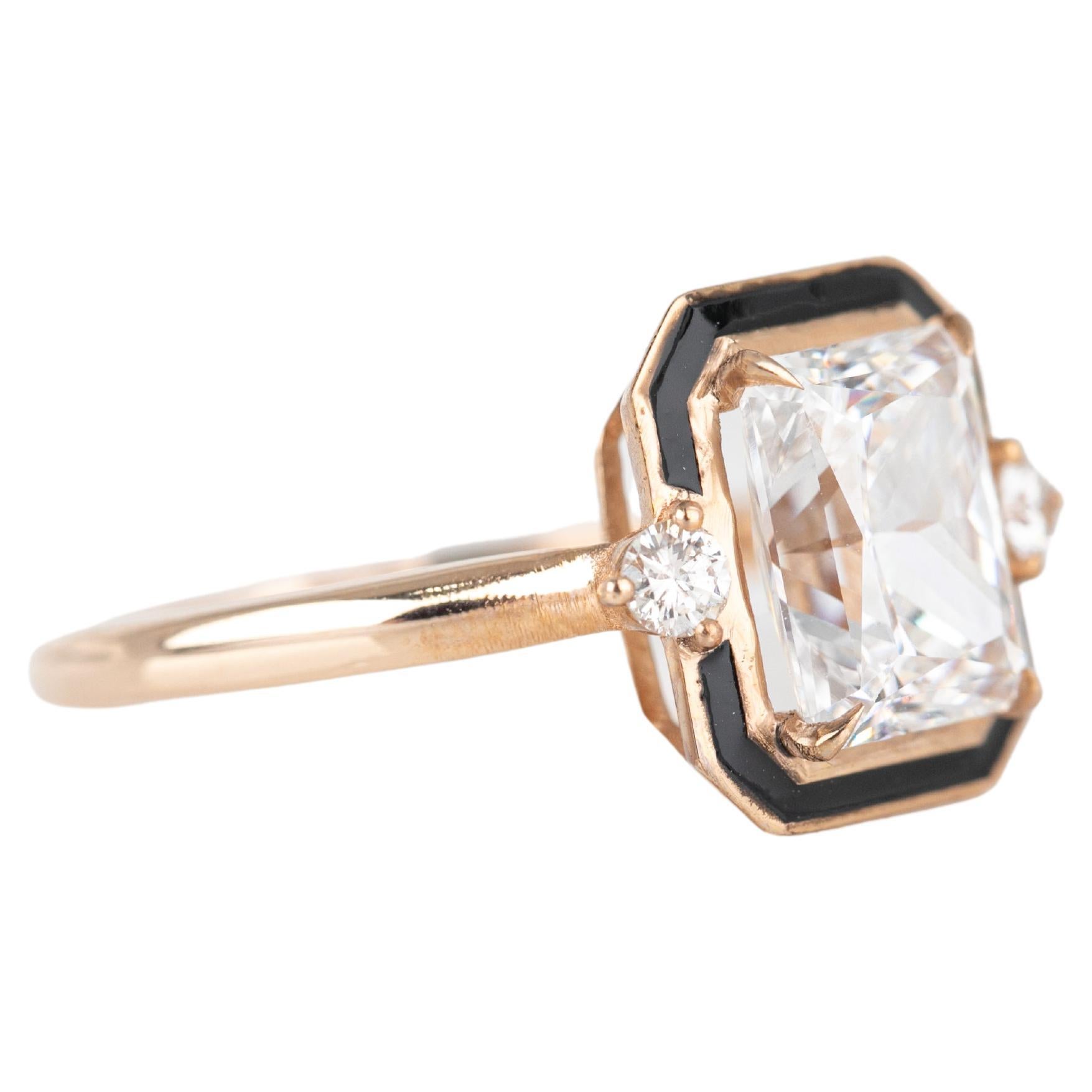 For Sale:  Art Deco Style 1.95 Ct. Moissanite and Diamond 14K Gold Cocktail Ring 2