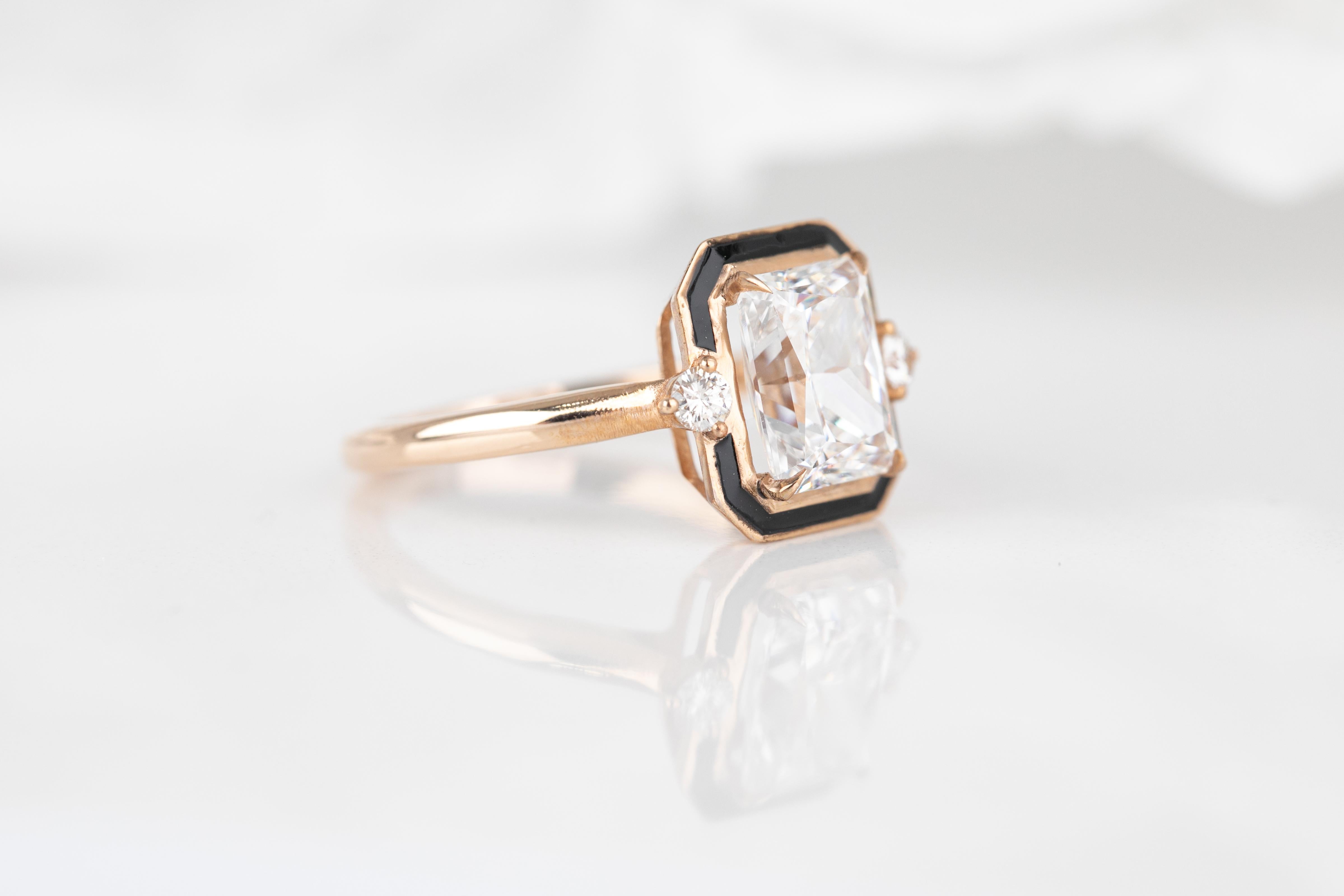 For Sale:  Art Deco Style 1.95 Ct. Moissanite and Diamond 14K Gold Cocktail Ring 3