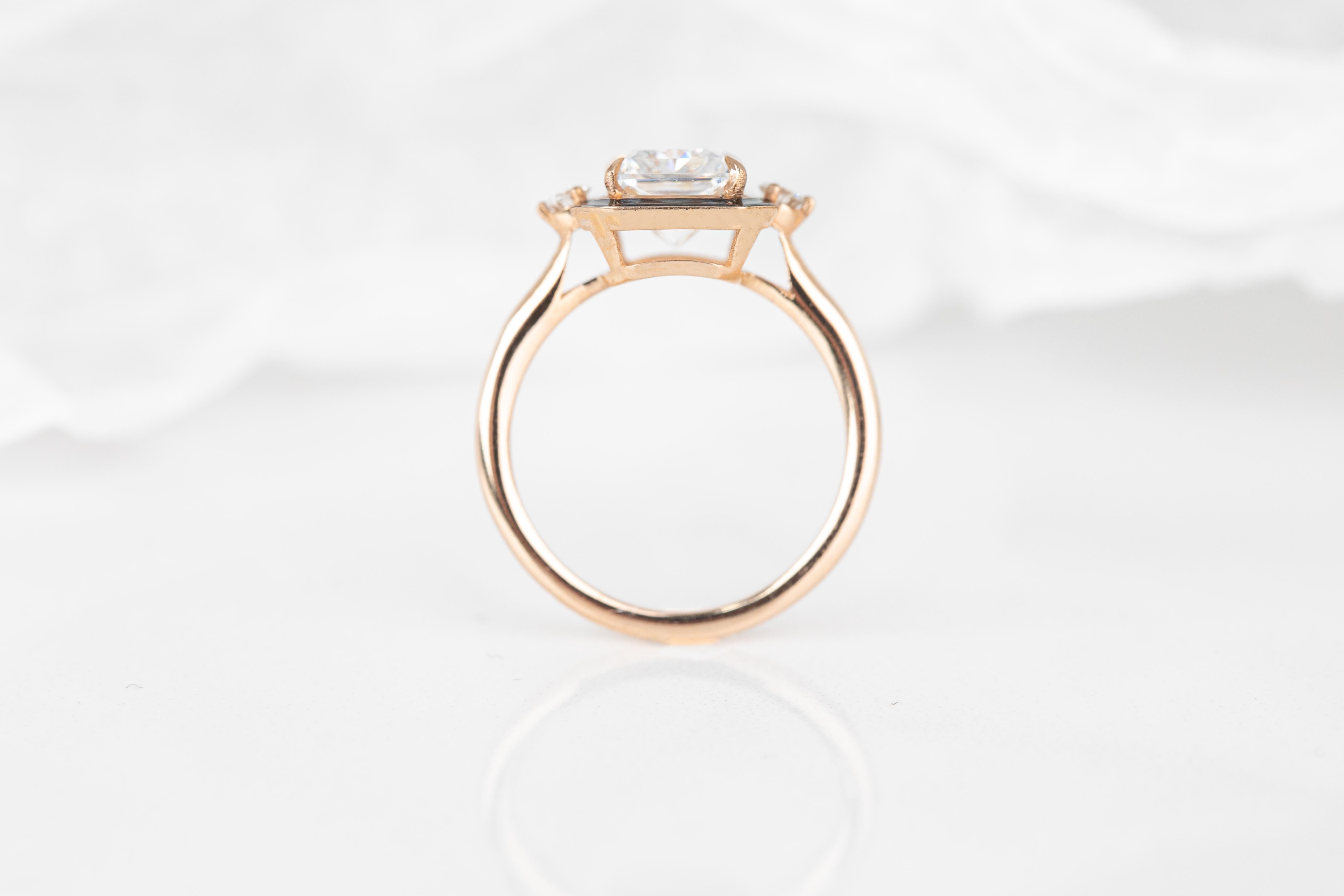 For Sale:  Art Deco Style 1.95 Ct. Moissanite and Diamond 14K Gold Cocktail Ring 4