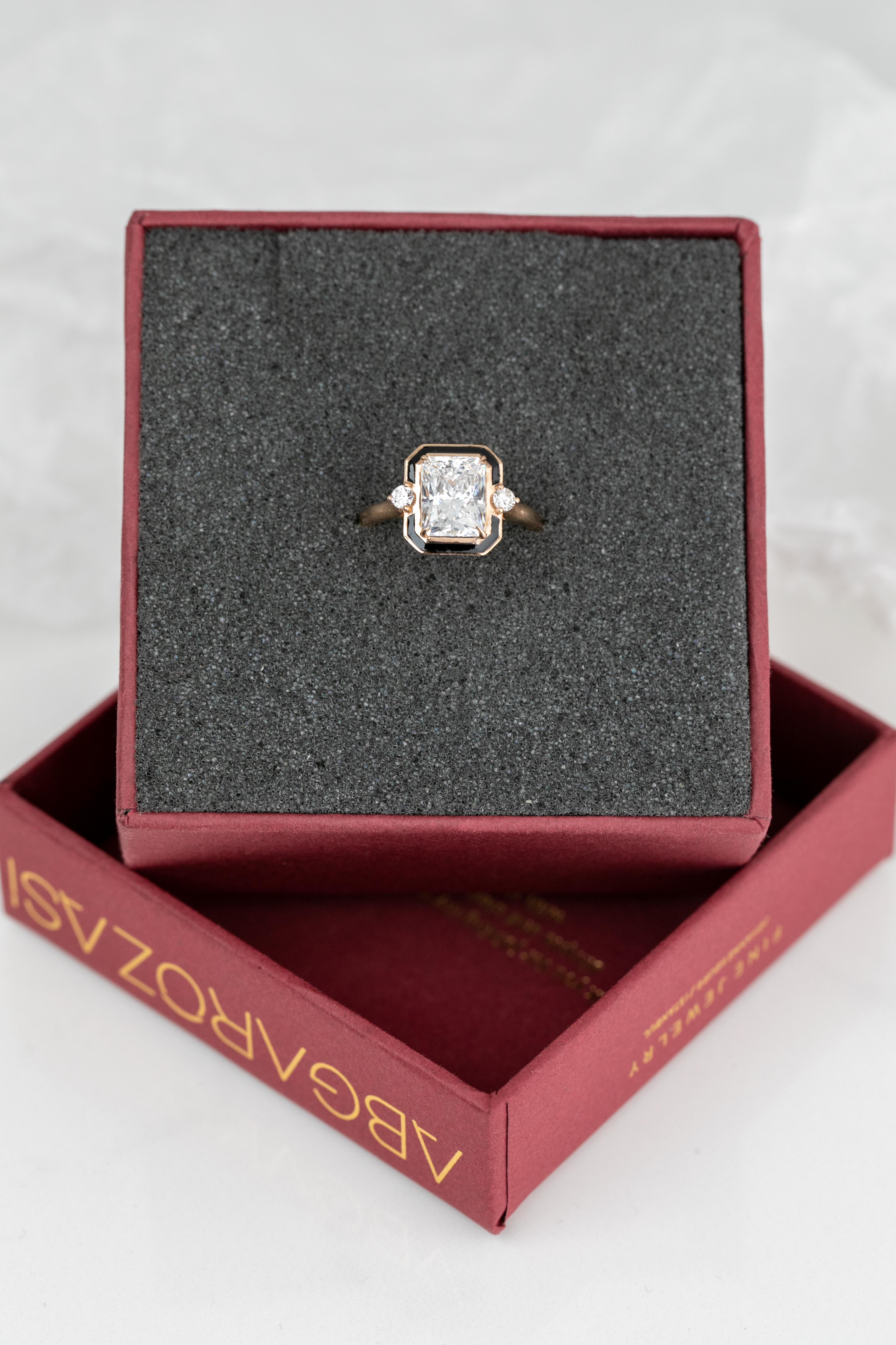 For Sale:  Art Deco Style 1.95 Ct. Moissanite and Diamond 14K Gold Cocktail Ring 5