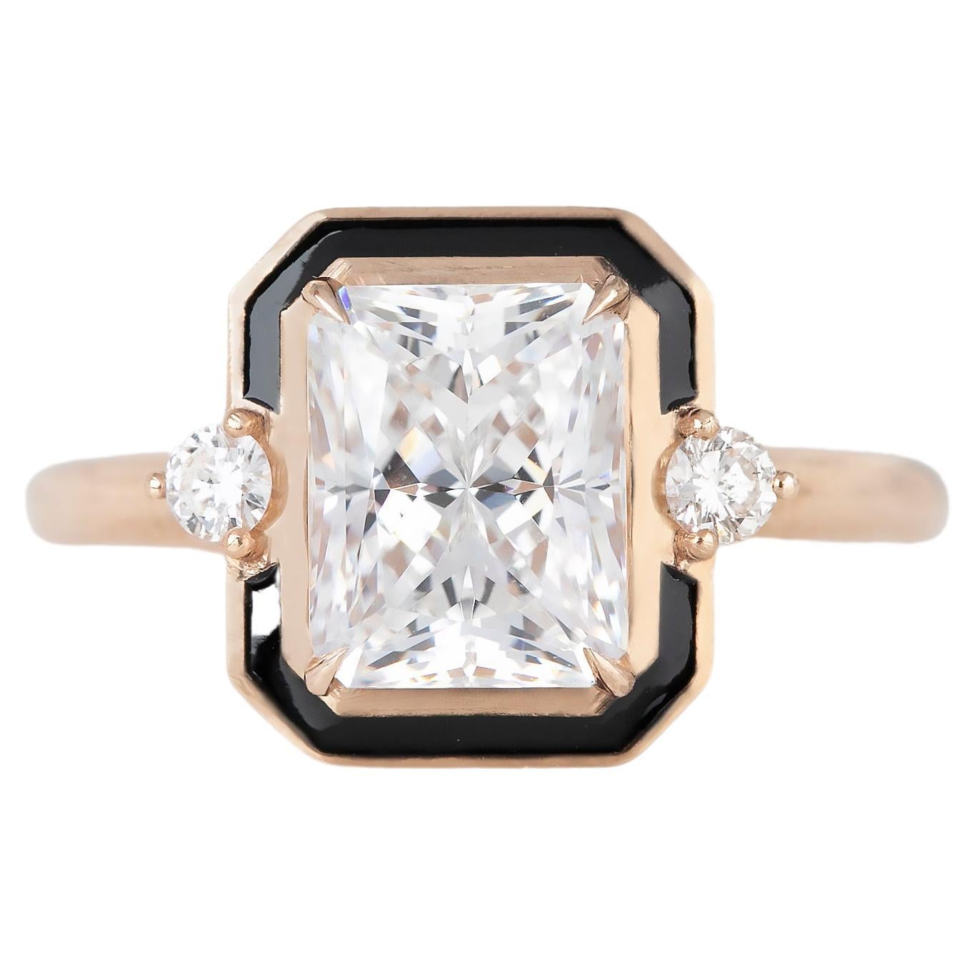For Sale:  Art Deco Style 1.95 Ct. Moissanite and Diamond 14K Gold Cocktail Ring