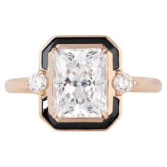 Vintage Art Deco Style 1.95 Ct. Moissanite and Diamond 14K Gold Cocktail Ring