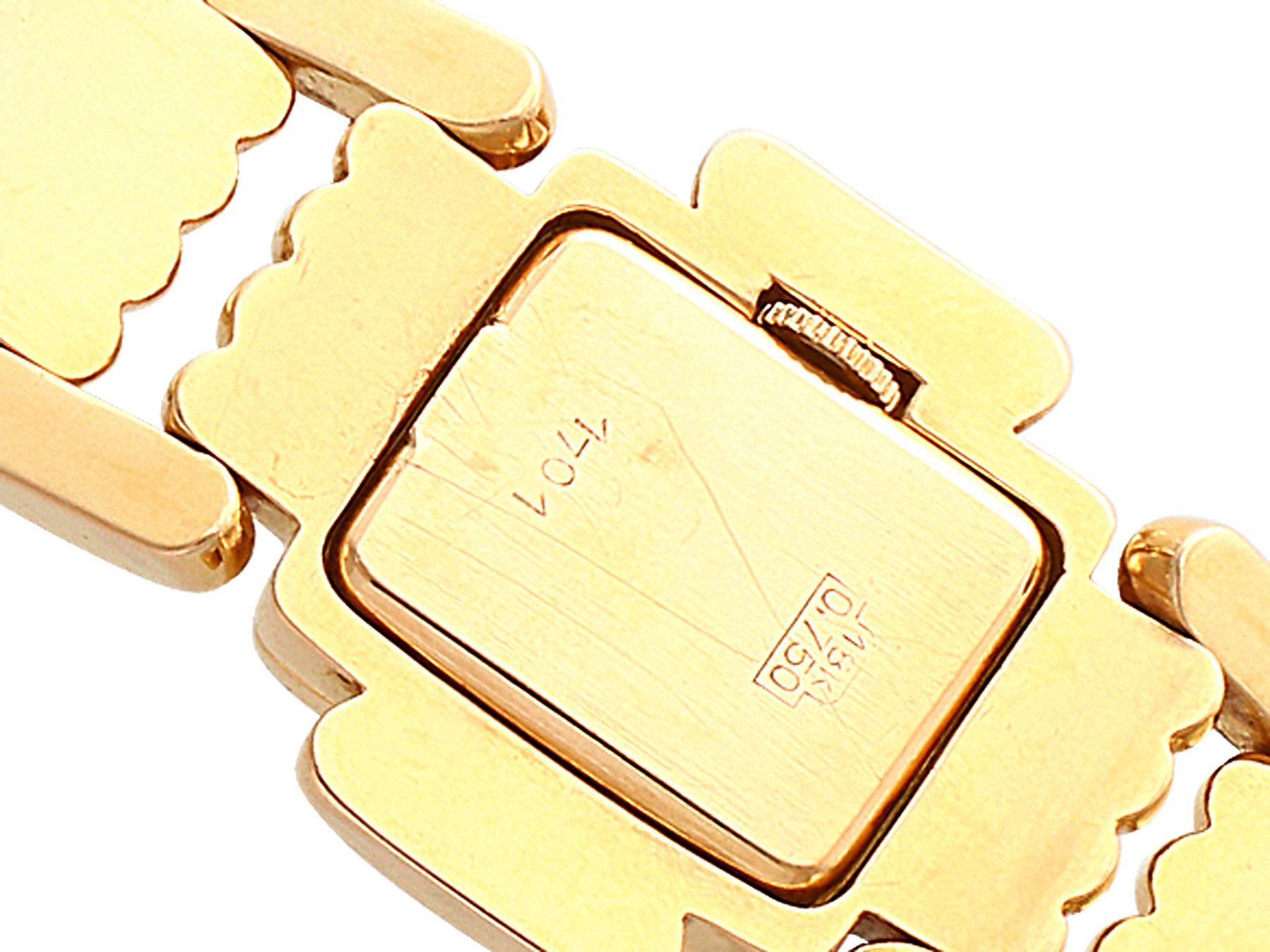 Schweizer Omega-Uhr aus Gelbgold mit Rubin und Diamant im Art déco-Stil der 1950er Jahre im Angebot 5