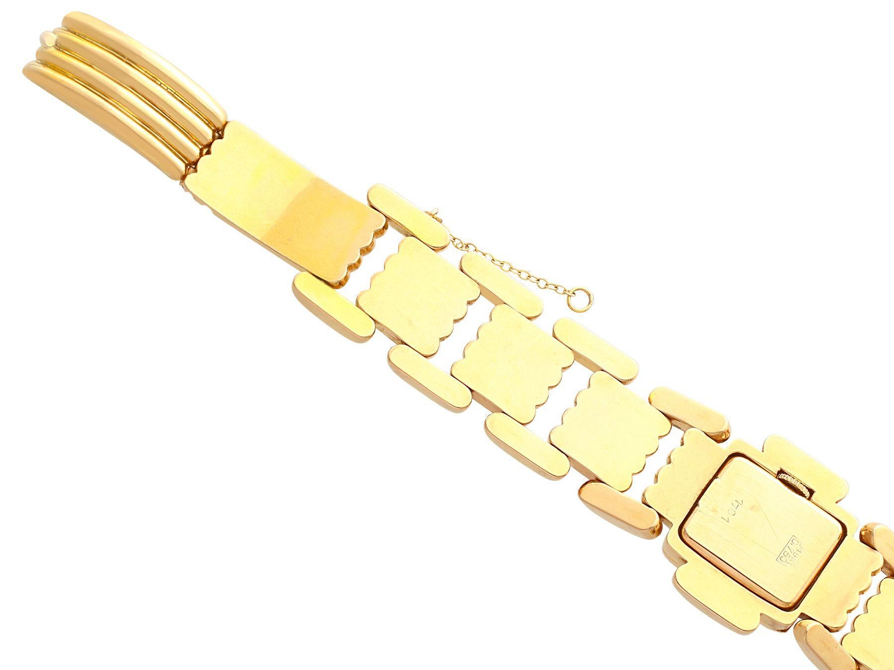 Montre Omega en or jaune avec diamants et rubis suisse, style Art déco, années 1950 en vente 2