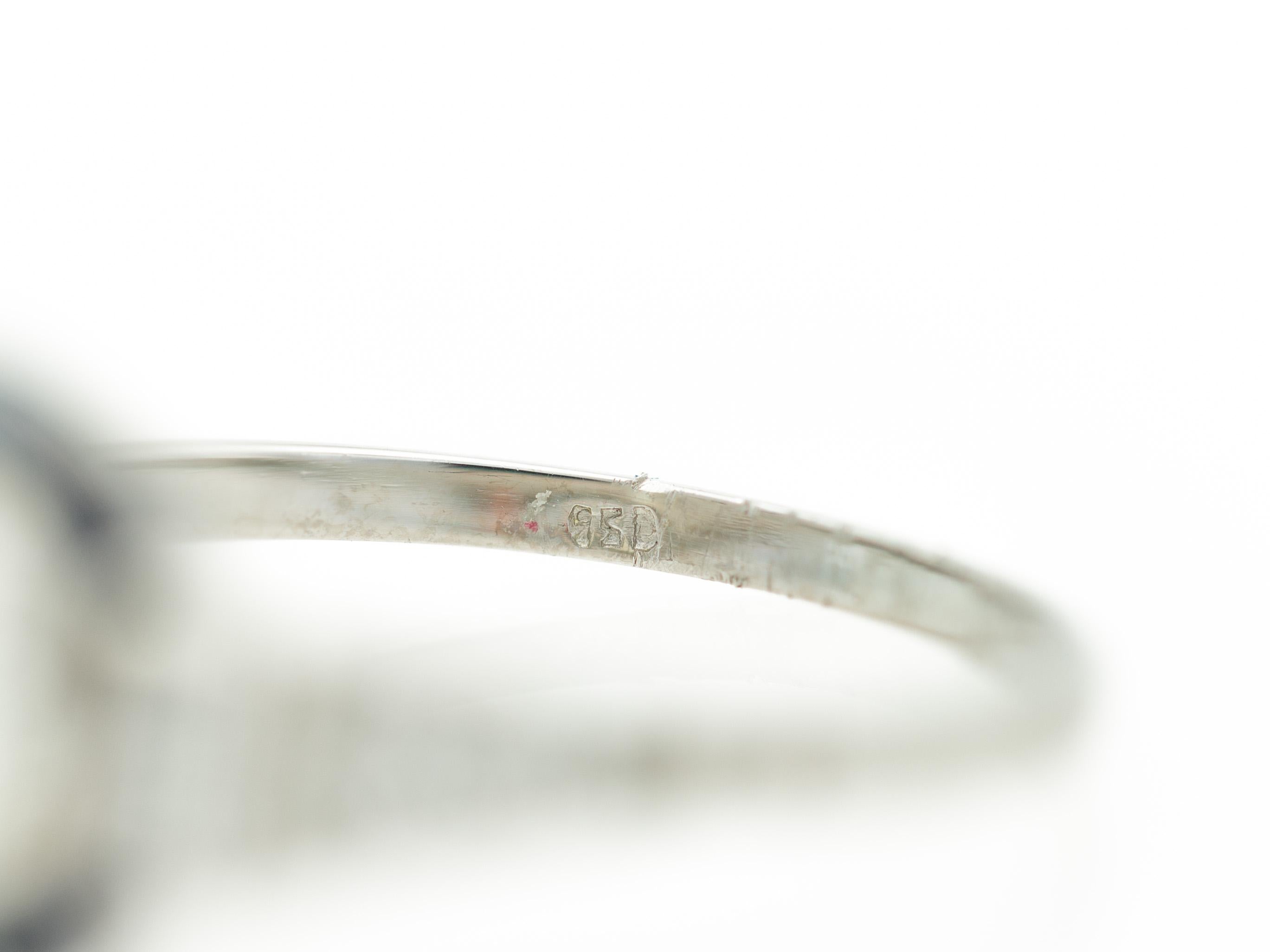Women's Art Deco Style 1960s 1.11 Carat Diamond Ring with Sapphire Halo in Platinum
