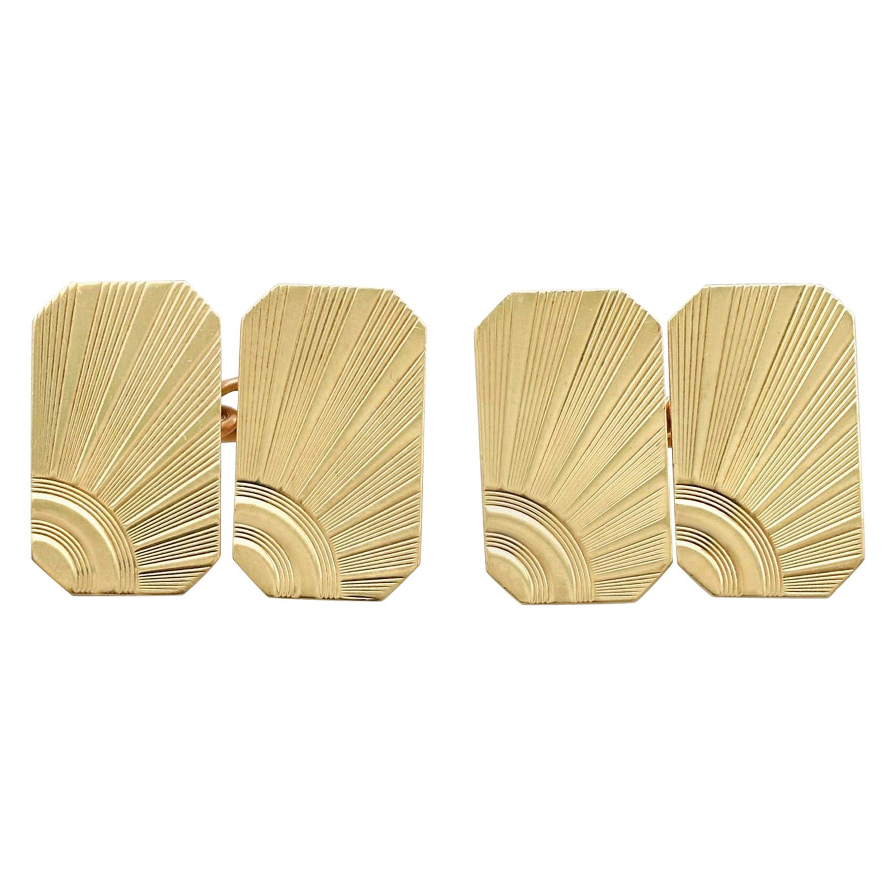 Boutons de manchette de style Art déco 1967 en or jaune 9 carats
