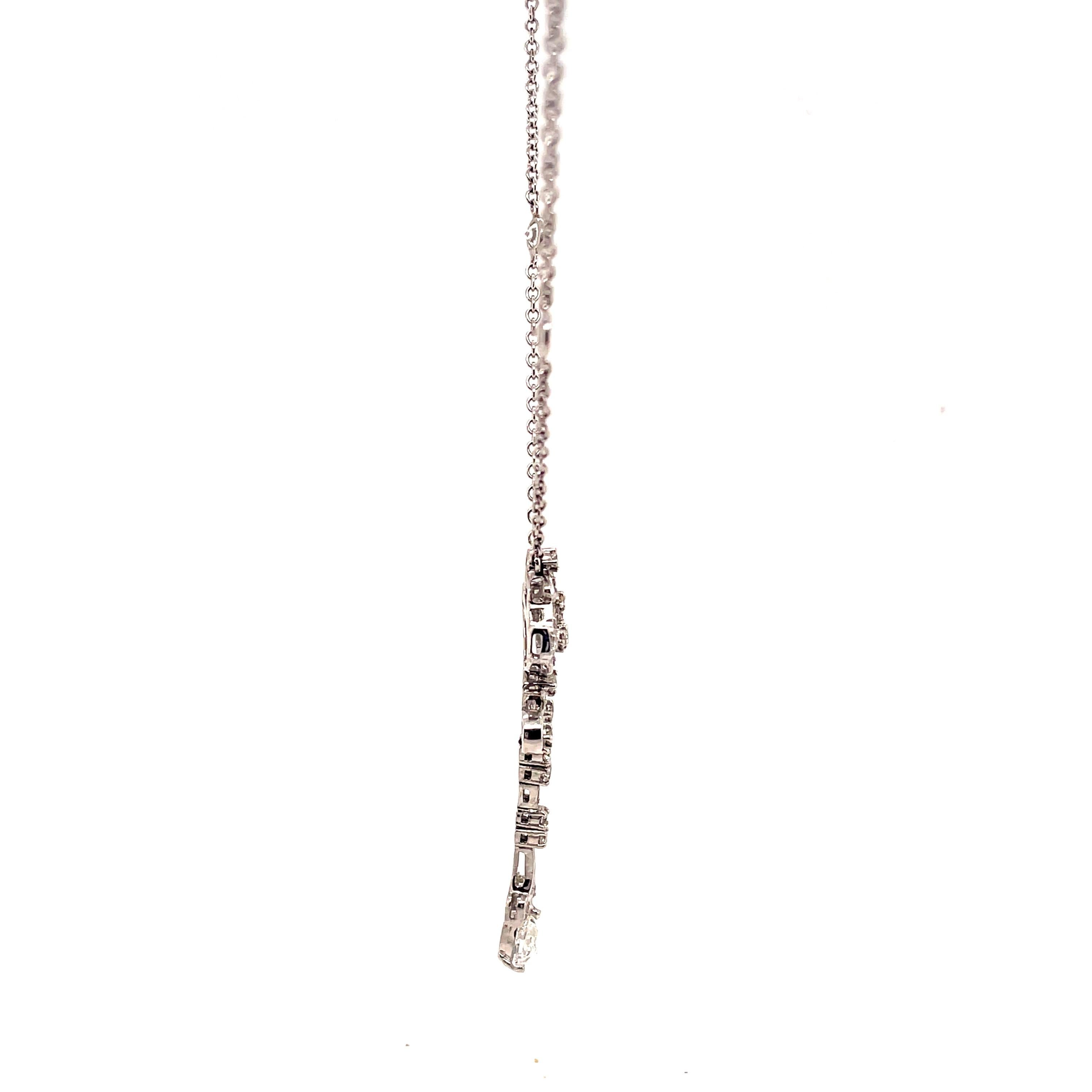 Art Deco Style 1.97ct Diamond Drop Necklace 18k White Gold In New Condition For Sale In BEVERLY HILLS, CA