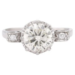 Antique Art Deco style 2 carat total weight diamond platinum three stone ring