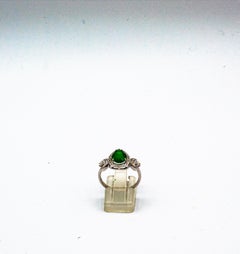 Art Deco Style 2.00 Carat White Diamond Emerald White Gold Cocktail Ring