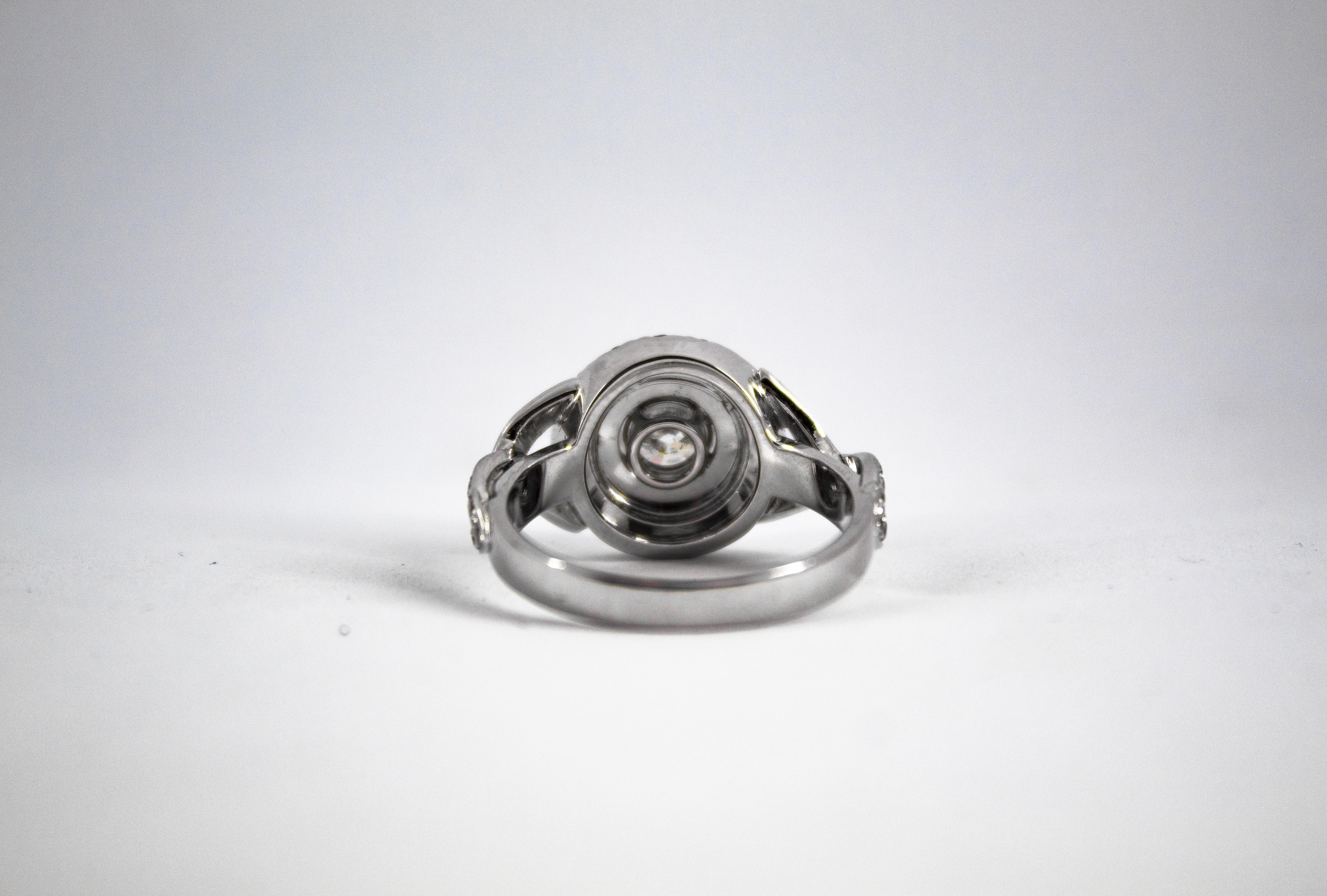 Art Deco Style 2.01 Carat White Brilliant Cut Diamond White Gold Engagement Ring For Sale 9