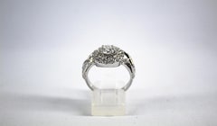 Anello di fidanzamento in oro bianco con diamante taglio brillante da 2,01 carati in stile Art Deco