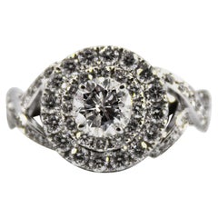 Anello di fidanzamento in oro bianco con diamante taglio brillante da 2,01 carati in stile Art Deco