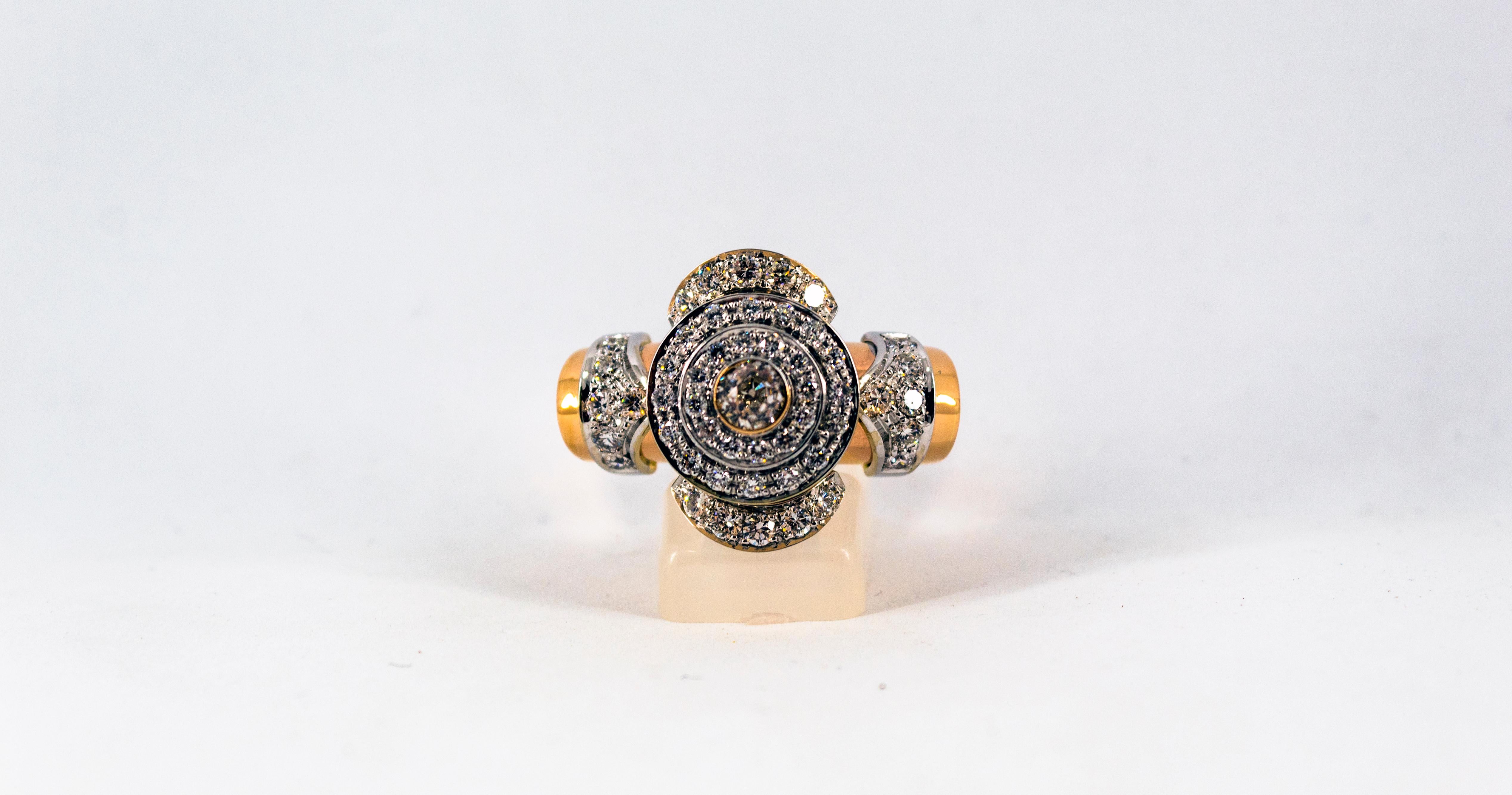 Art Deco Style 2.03 Carat White Diamond Yellow Gold Cocktail Ring For Sale 5