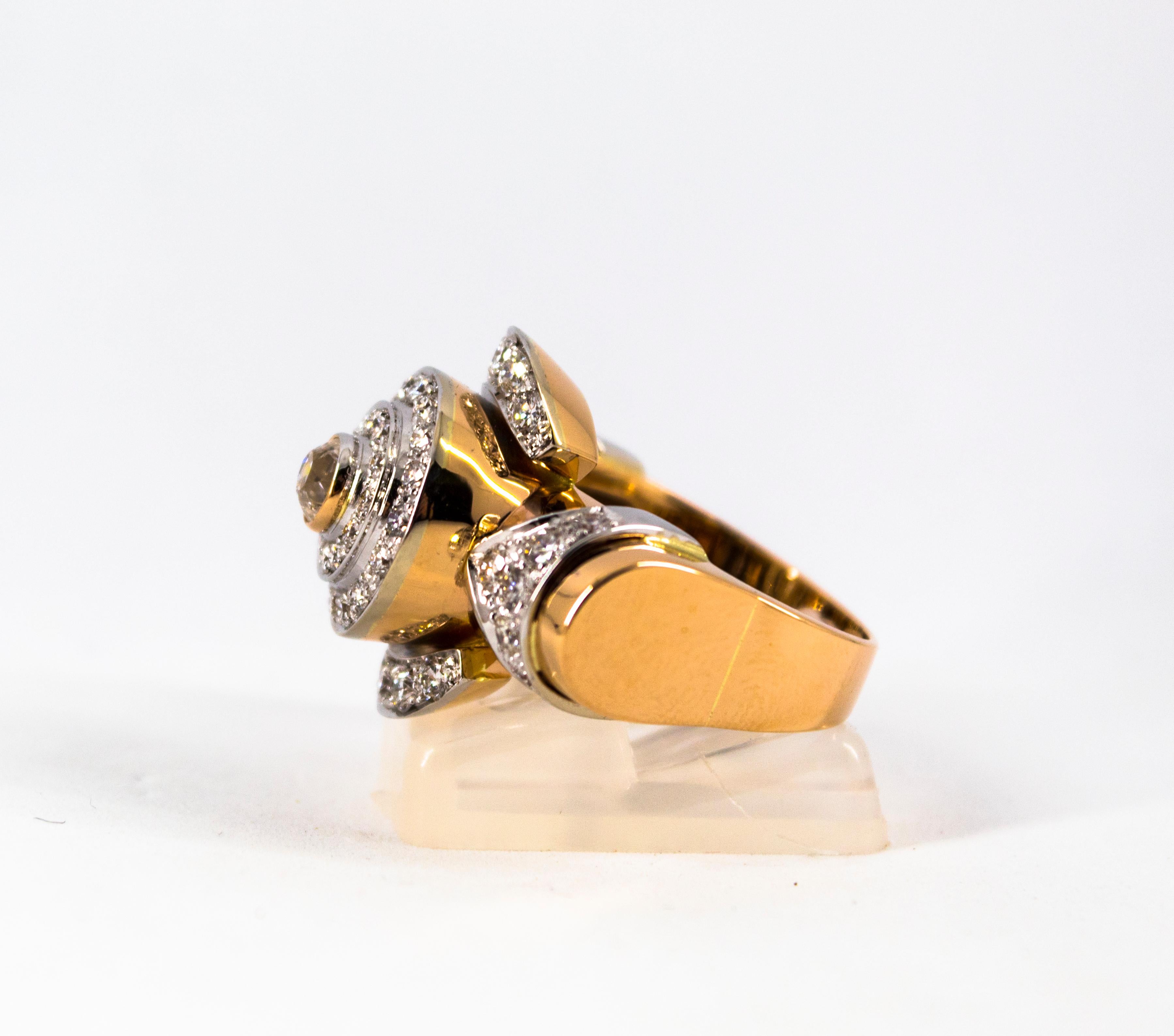 Bague cocktail en or jaune avec diamants blancs de 2,03 carats, style Art déco en vente 8
