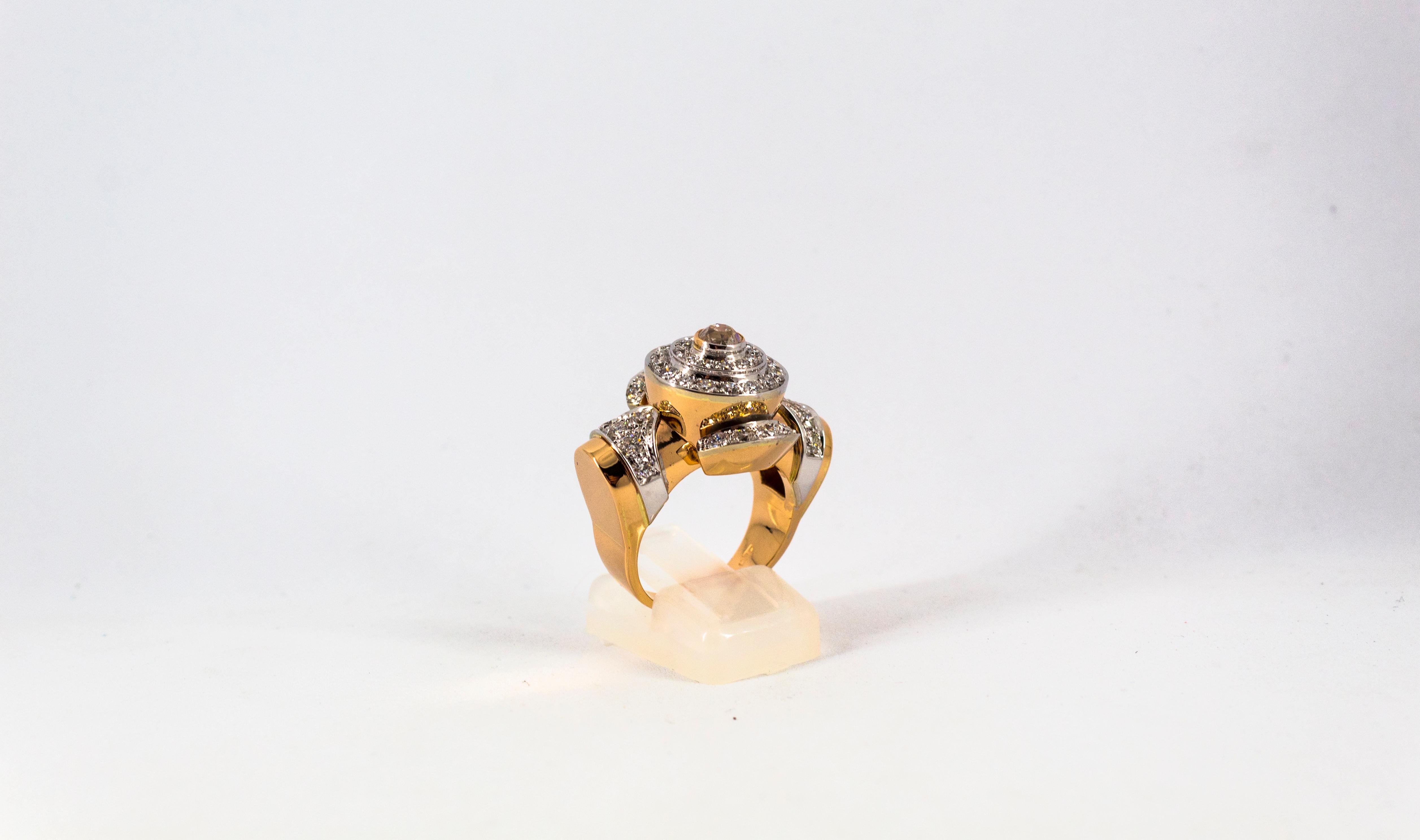 Art Deco Style 2.03 Carat White Diamond Yellow Gold Cocktail Ring For Sale 2