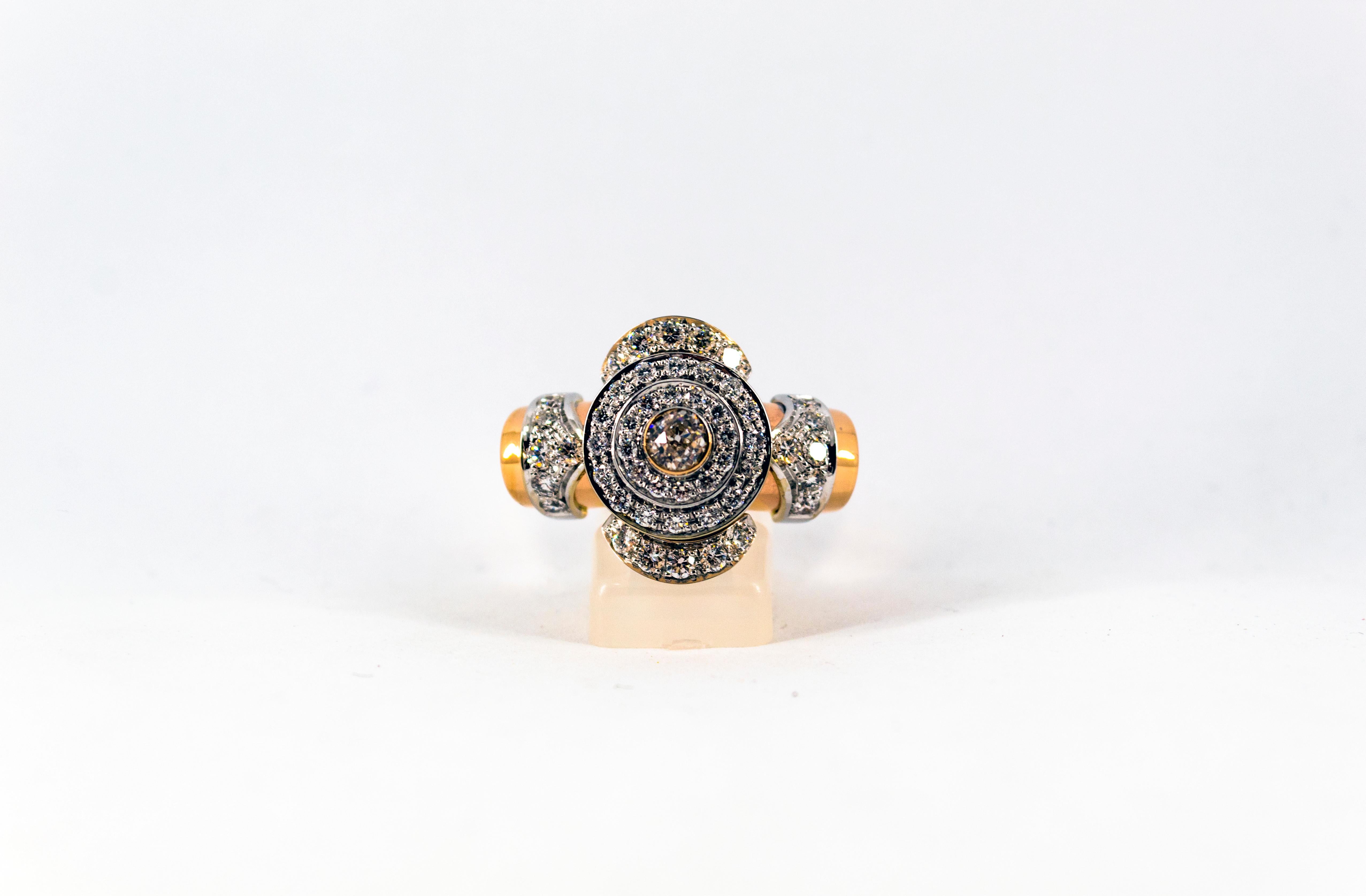 Art Deco Style 2.03 Carat White Diamond Yellow Gold Cocktail Ring For Sale 4