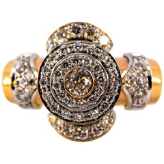 Art Deco Style 2.03 Carat White Diamond Yellow Gold Cocktail Ring