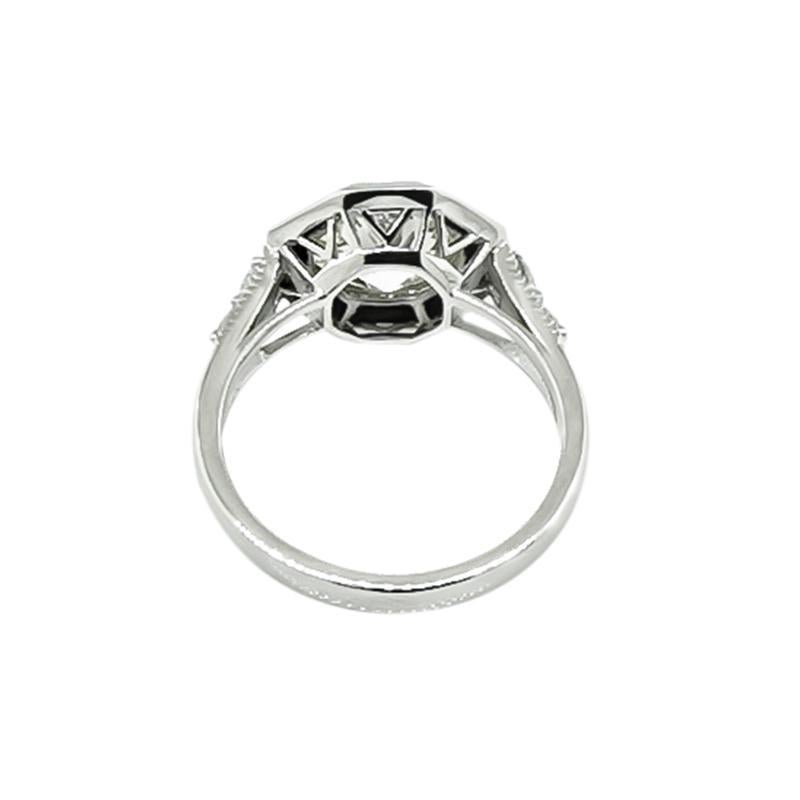 Verlobungsring im Art-déco-Stil mit 2,03 Karat Diamant-Onyx (Alteuropäischer Schliff)
