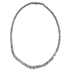 Weißgold-Halskette im Art-déco-Stil mit 20,60 Karat weißem Diamanten im Brillantschliff