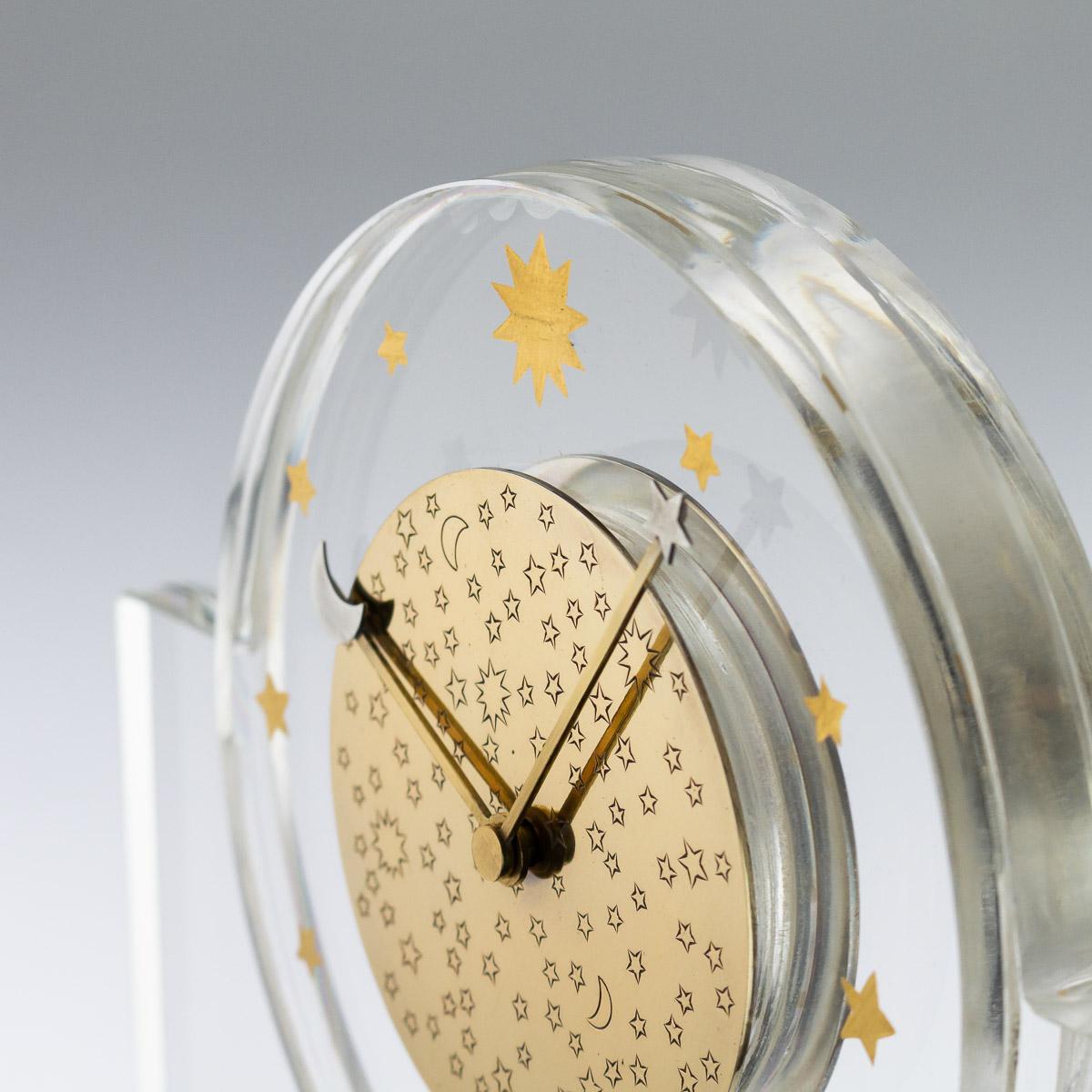 Art Deco 20th Century French Silver-Gilt & Glass Clock, Puiforcat, circa 1990 7