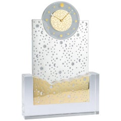 Art Deco 20th Century French Silver-Gilt & Glass Clock, Puiforcat, circa 1990