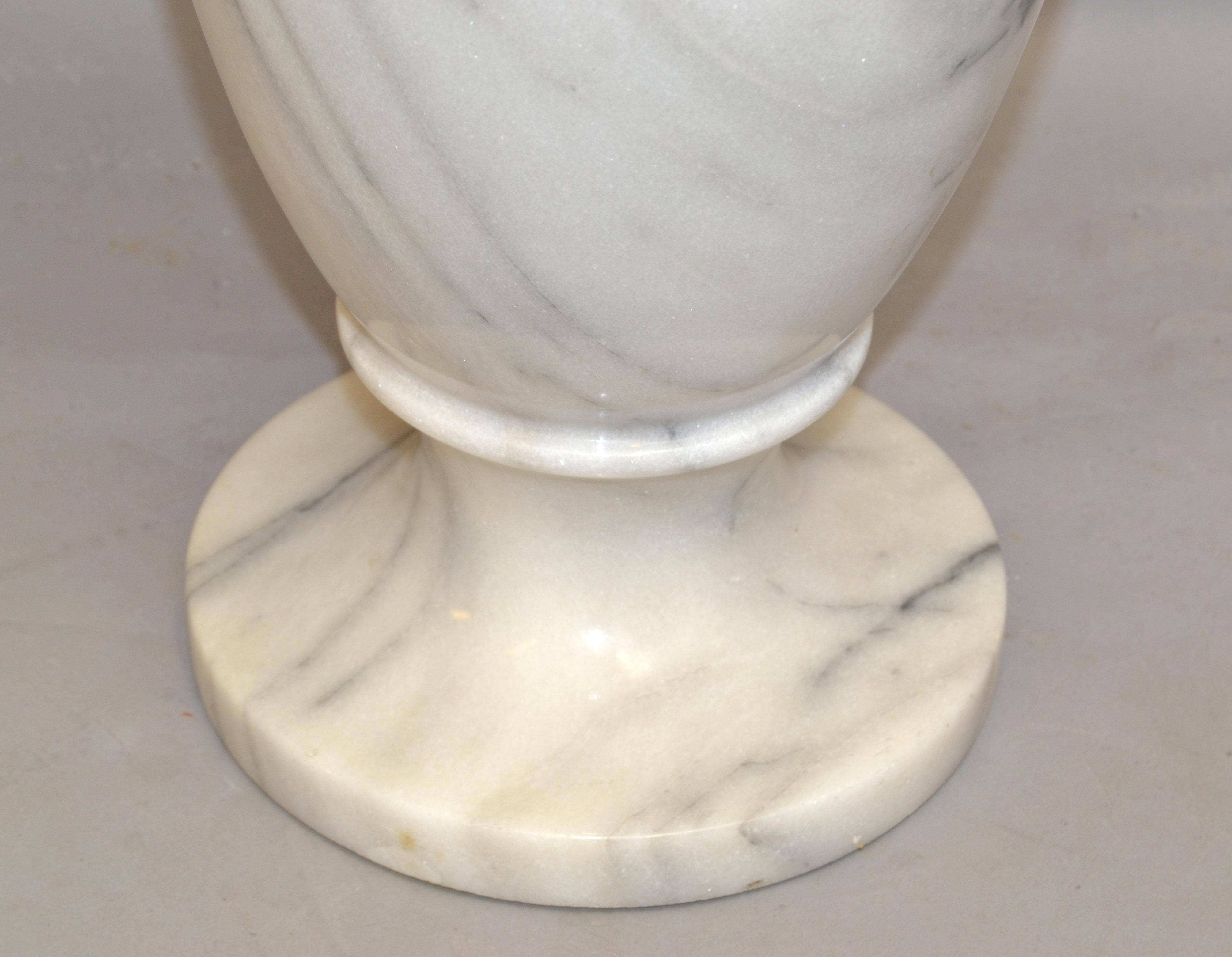 Art Deco Style 20th Century Hand Carved Carrara Marble Vase Urn Vessel, Italy For Sale 8