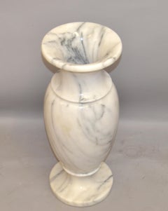 Art Deco Style 20th Century Hand Carved Carrara Marble Vase Urn Vessel, Italy