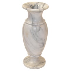 Vintage Art Deco Style 20th Century Hand Carved Carrara Marble Vase Urn Vessel, Italy