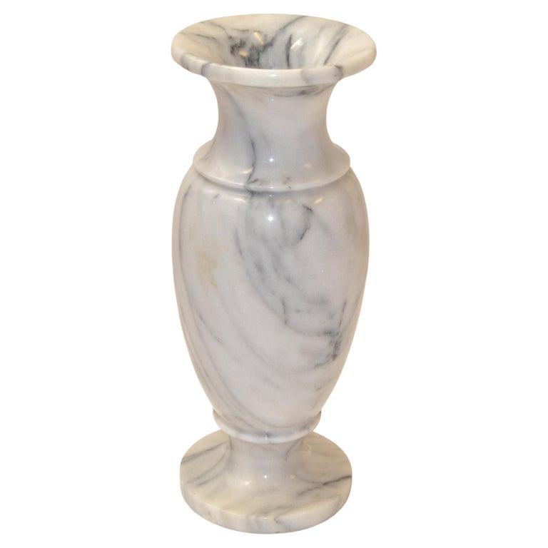 Art Deco Style 20th Century Hand Carved Carrara Marble Vase Urn Vessel