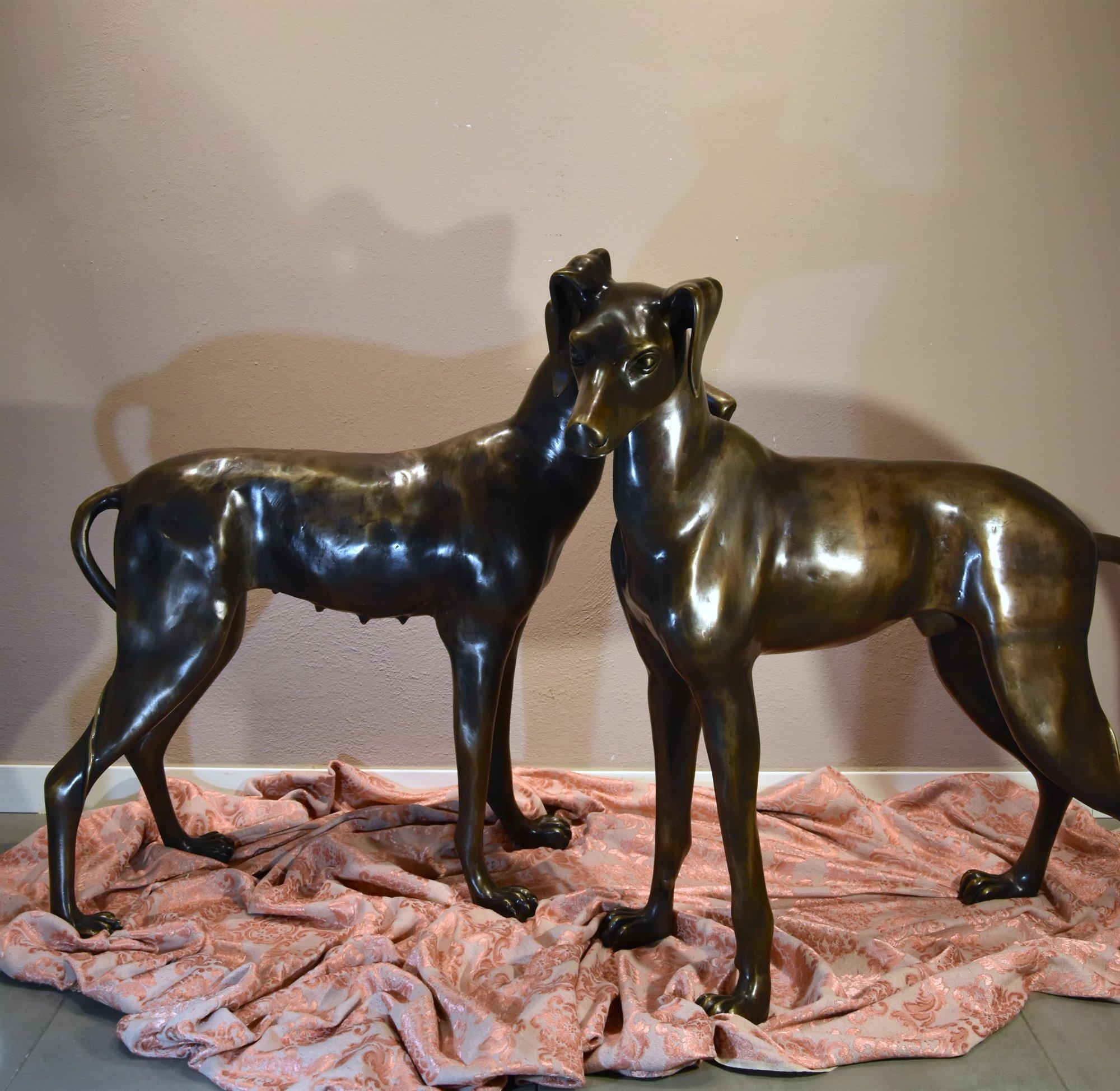 Paire de lévriers en bronze Art Déco France 20ème siècle en vente 7
