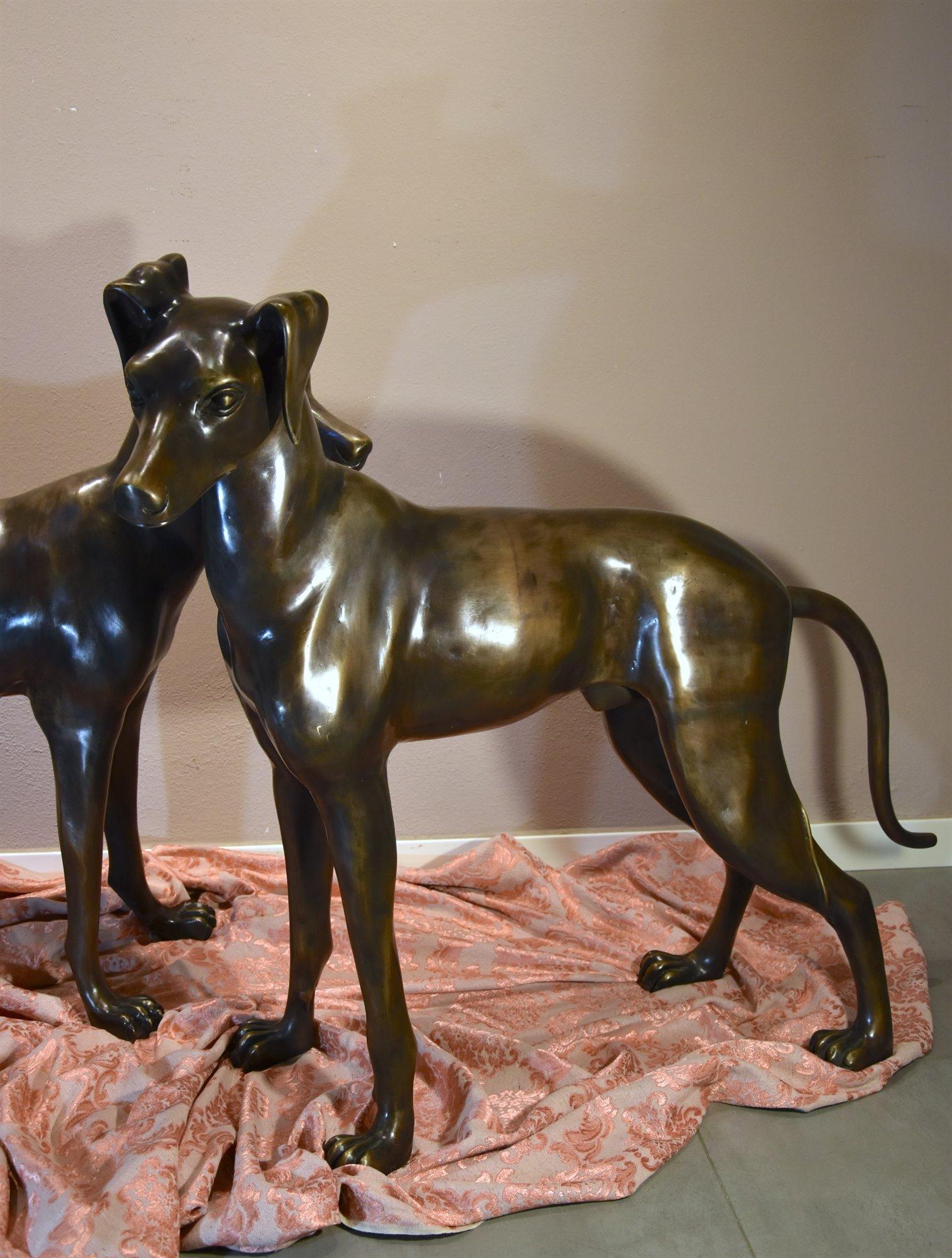 Paire de lévriers en bronze Art Déco France 20ème siècle en vente 10
