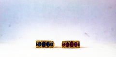 Art Deco Style 2.10 Carat White Brilliant Cut Diamond Ruby Yellow Gold Band Ring