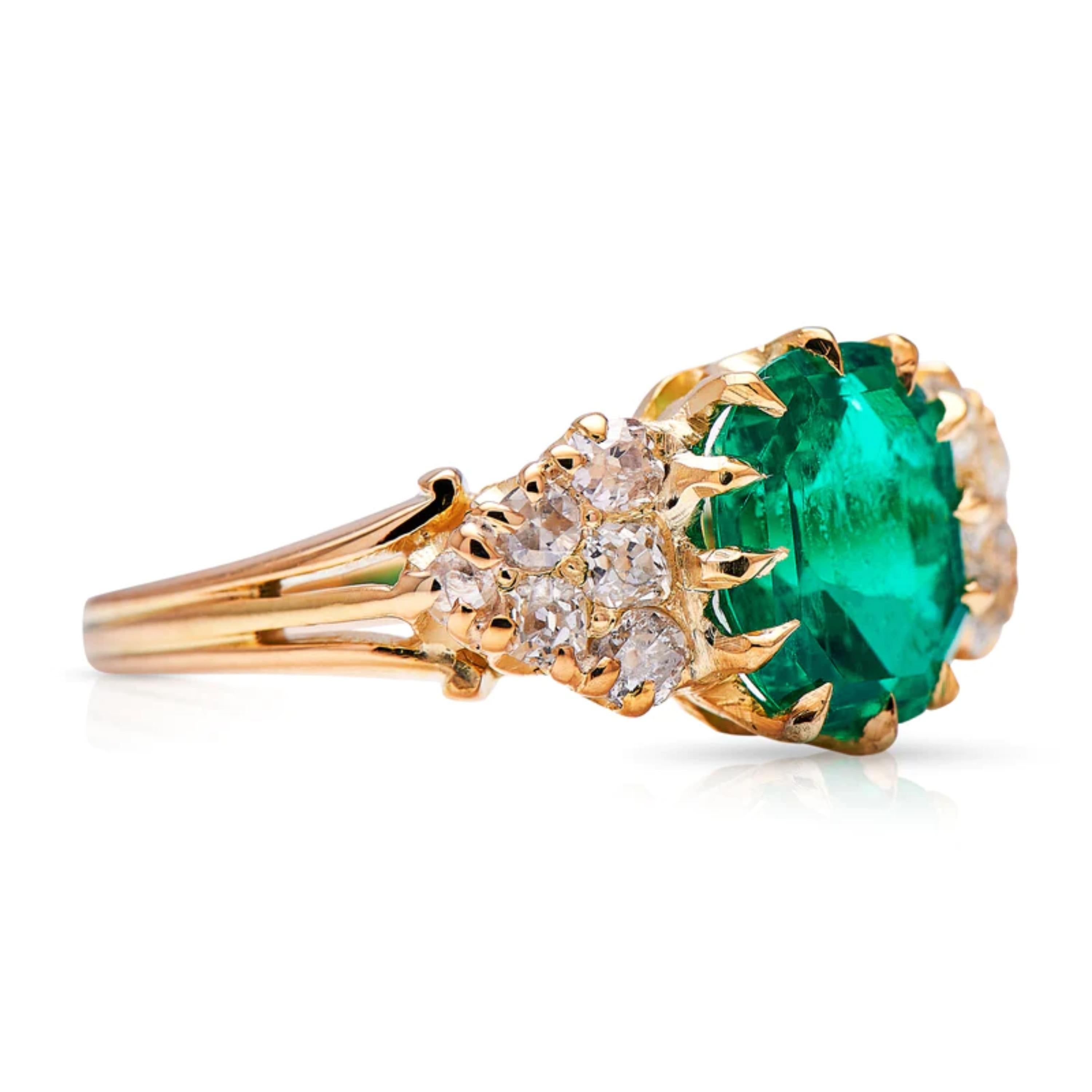 Art Deco Style 2.2 Carat Cushion Cut Emerald Diamond Engagement Ring or Cocktail In New Condition For Sale In Orlando, Florida