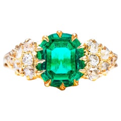 Art Deco Style 2.2 Carat Cushion Cut Emerald Diamond Engagement Ring or Cocktail