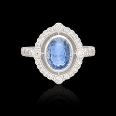 Anello con zaffiro e diamante in stile Art Déco da 2,24 carati