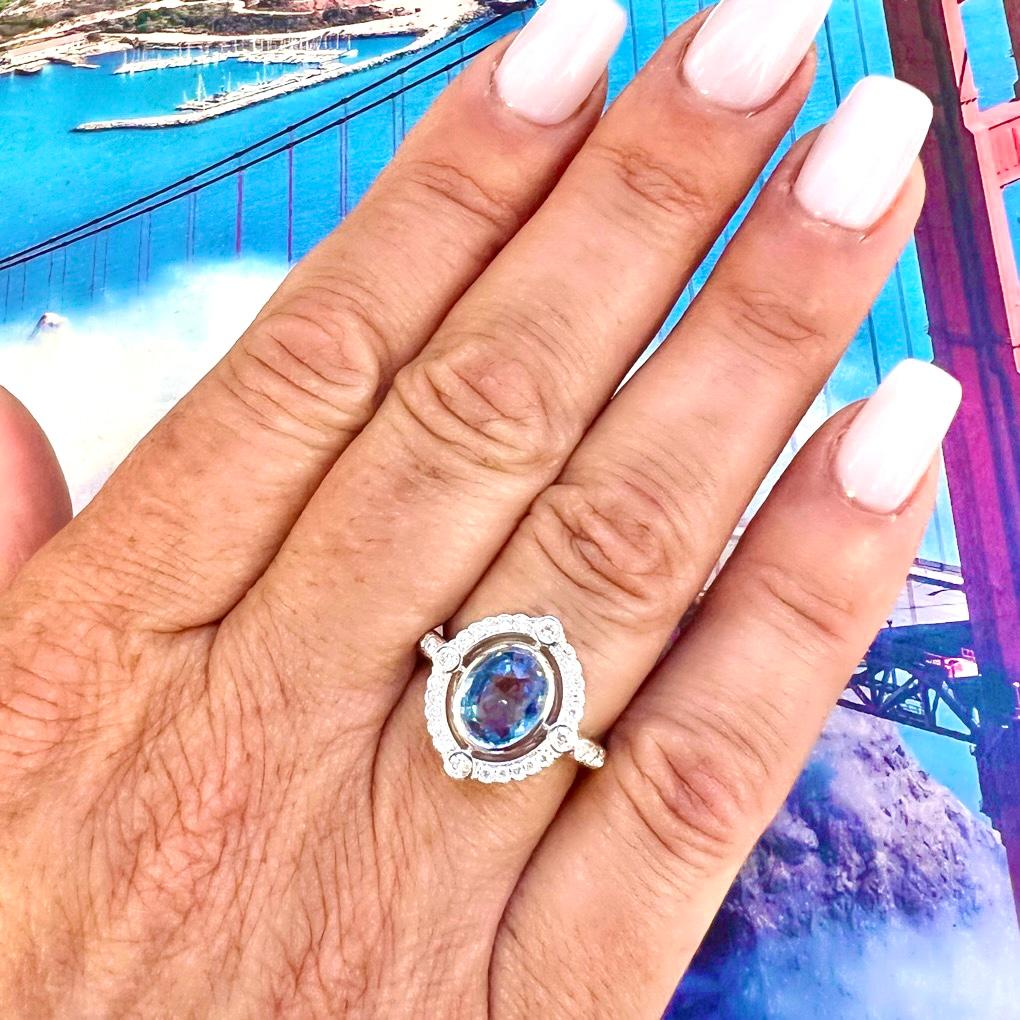Art Deco Style 2.24ct Sapphire & Diamond Ring For Sale 1