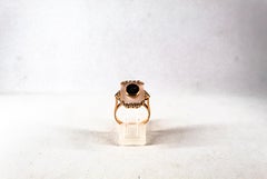 Art Deco Style 2.28 Carat White Diamond Ruby Rock Crystal Yellow Gold Ring