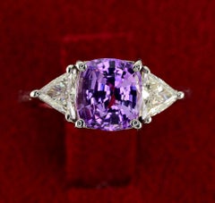 Art Deco Style 2.30 Ct Ceylon No Heat Liliac Sapphire Diamond Platinum Ring
