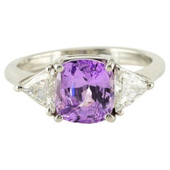 Art Deco Style 2.30 Ct Ceylon No Heat Liliac Sapphire Diamond Platinum Ring
