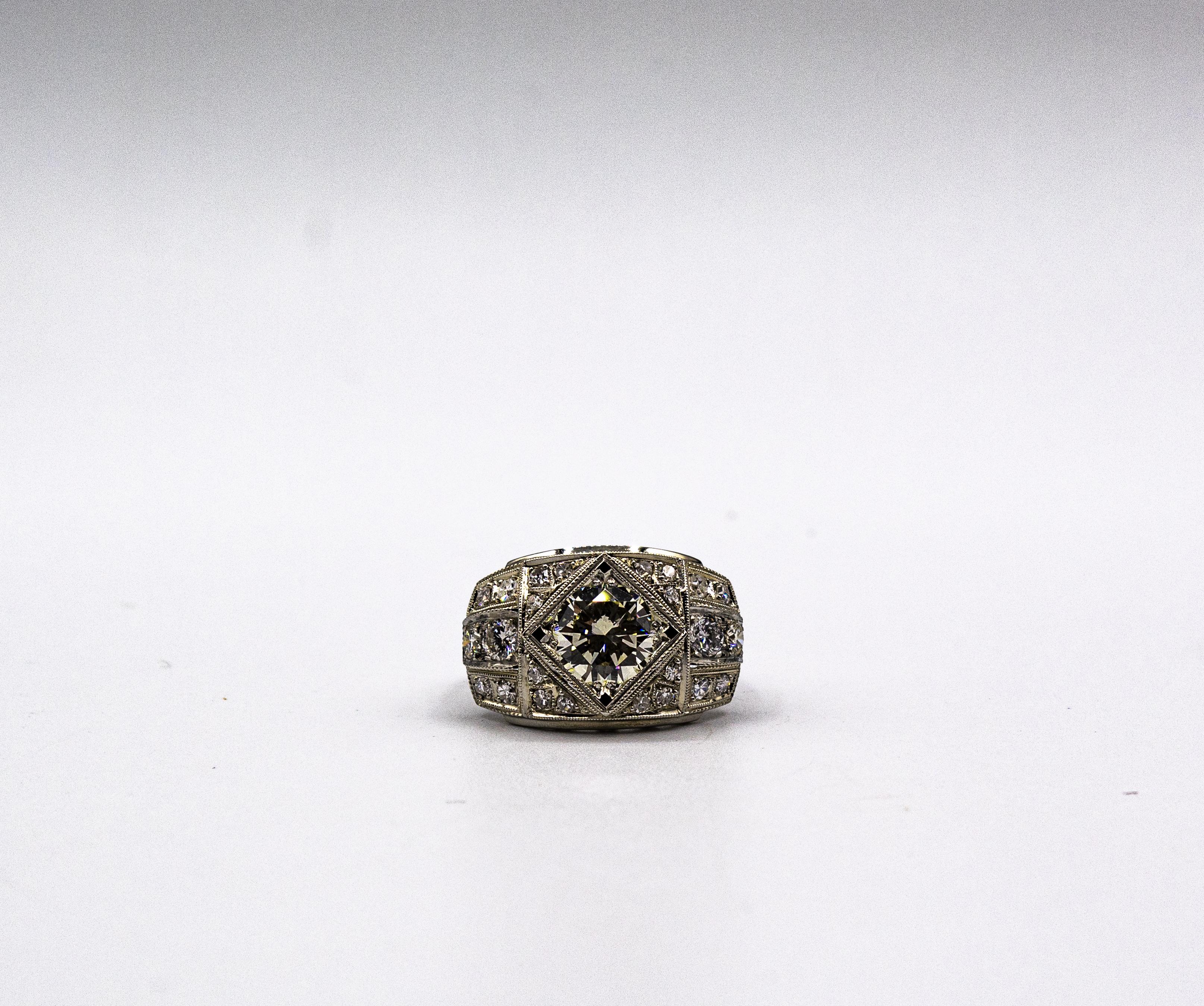 Art Deco Stil 2,37 Karat Weißer Brillantschliff Diamant Weißgold Cocktail Ring im Angebot 8