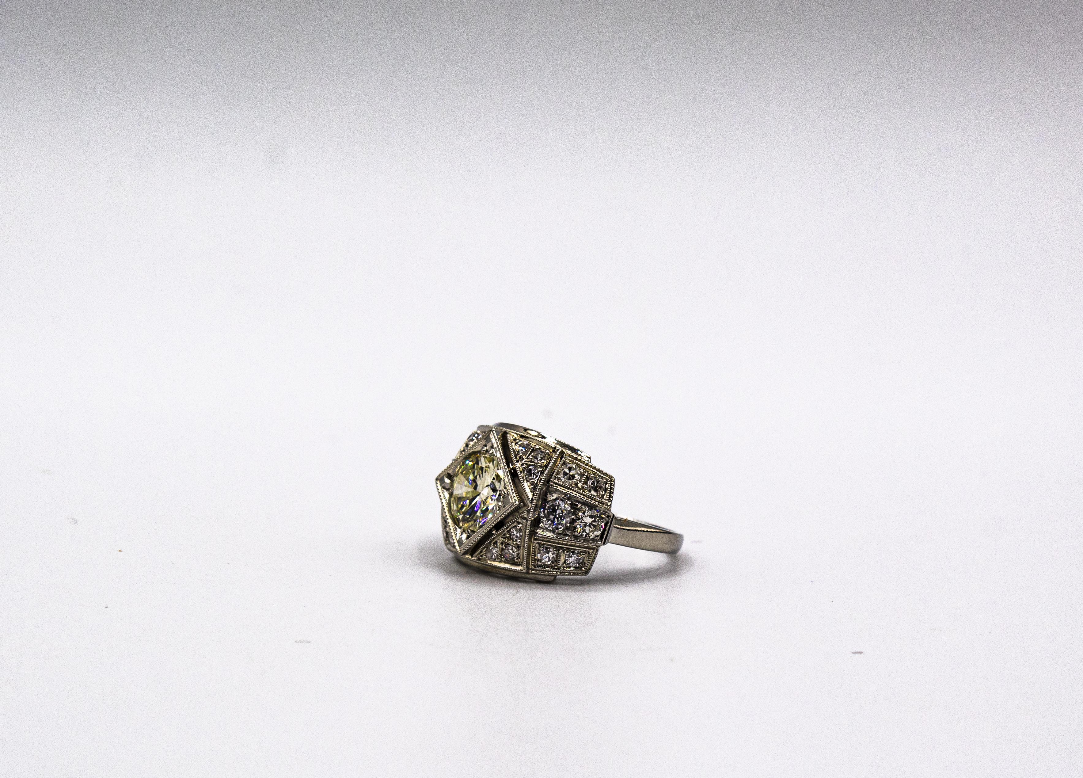 Art Deco Stil 2,37 Karat Weißer Brillantschliff Diamant Weißgold Cocktail Ring im Angebot 10