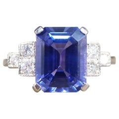 Art Deco Style 2.50ct Tanzanite and Diamond Shoulder Ring in Platinum