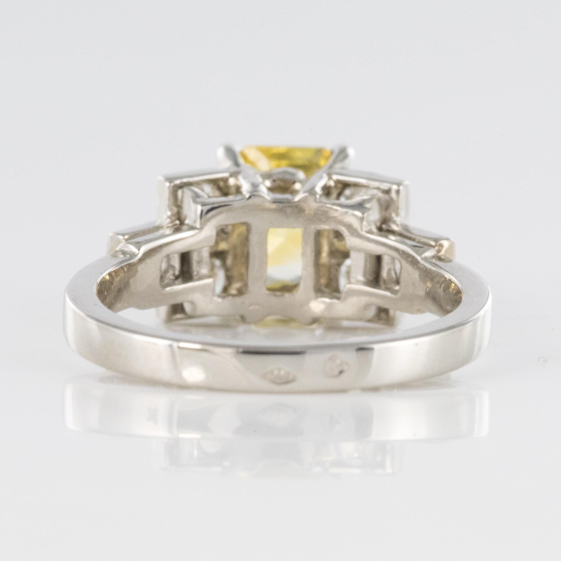 Art Deco Style 2.51 Carat Yellow Sapphire Diamonds Platinum Ring 8