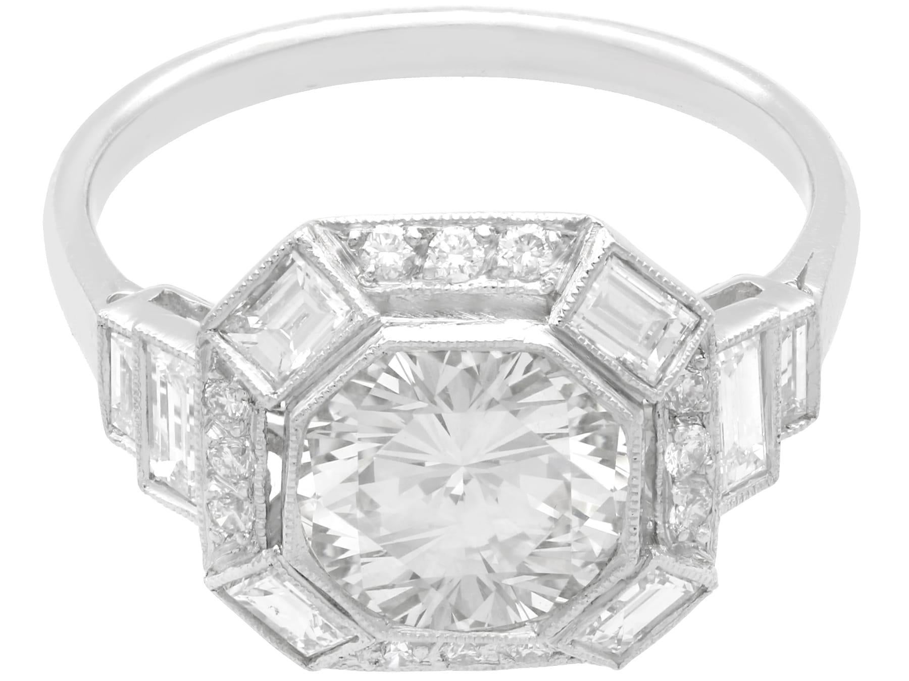 Verlobungsring aus Platin mit 2,58 Karat Diamant im Art-déco-Stil und Platin (Rundschliff) im Angebot