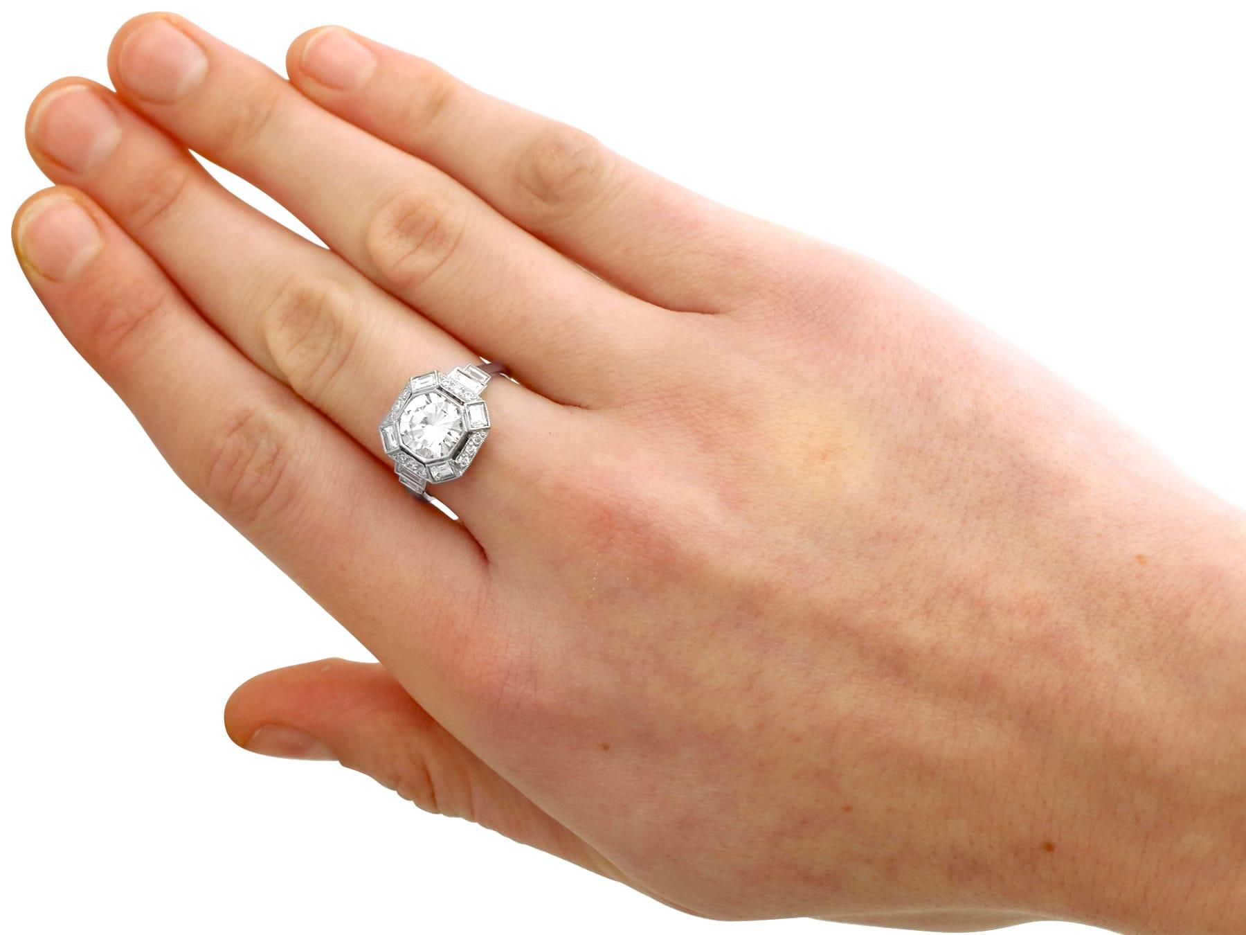 Art Deco Style 2.58 Carat Diamond and Platinum Engagement Ring In Excellent Condition For Sale In Jesmond, Newcastle Upon Tyne