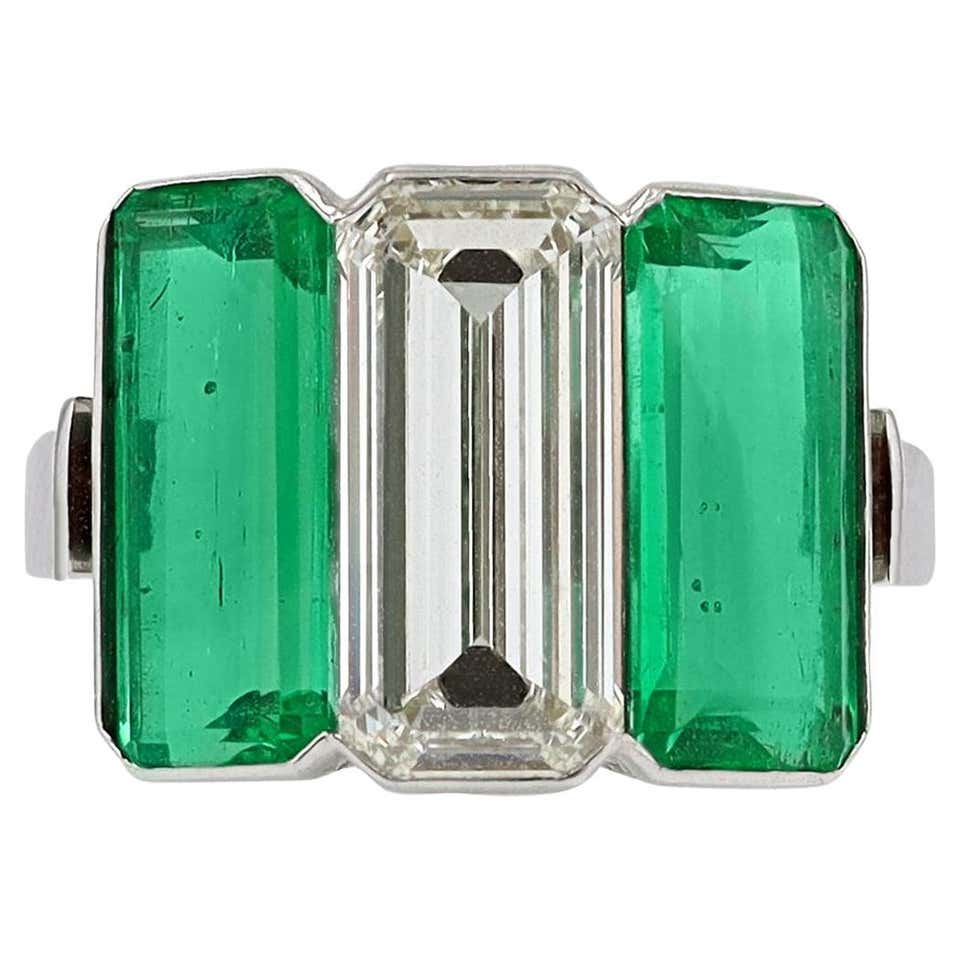 Art Deco Blue Sapphire Diamond Antique Platinum 3-Stone Trinity ...