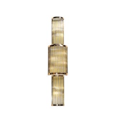 Art Deco Style 3-Tier Polished Brass Hand-Blown Murano Mixed Glass Rod Sconces