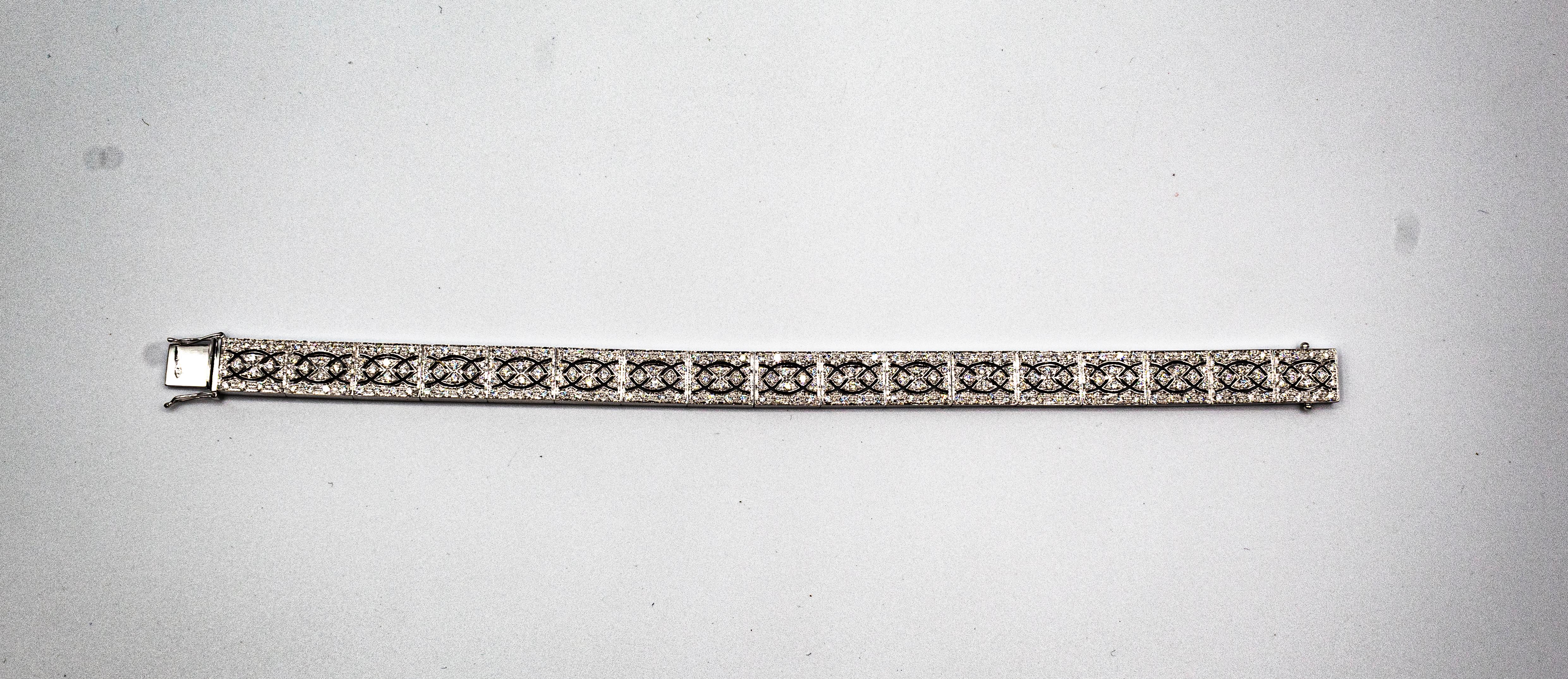 Weißgold-Armband im Art-déco-Stil mit 3,00 Karat weißem Diamanten im Brillantschliff für Damen oder Herren im Angebot