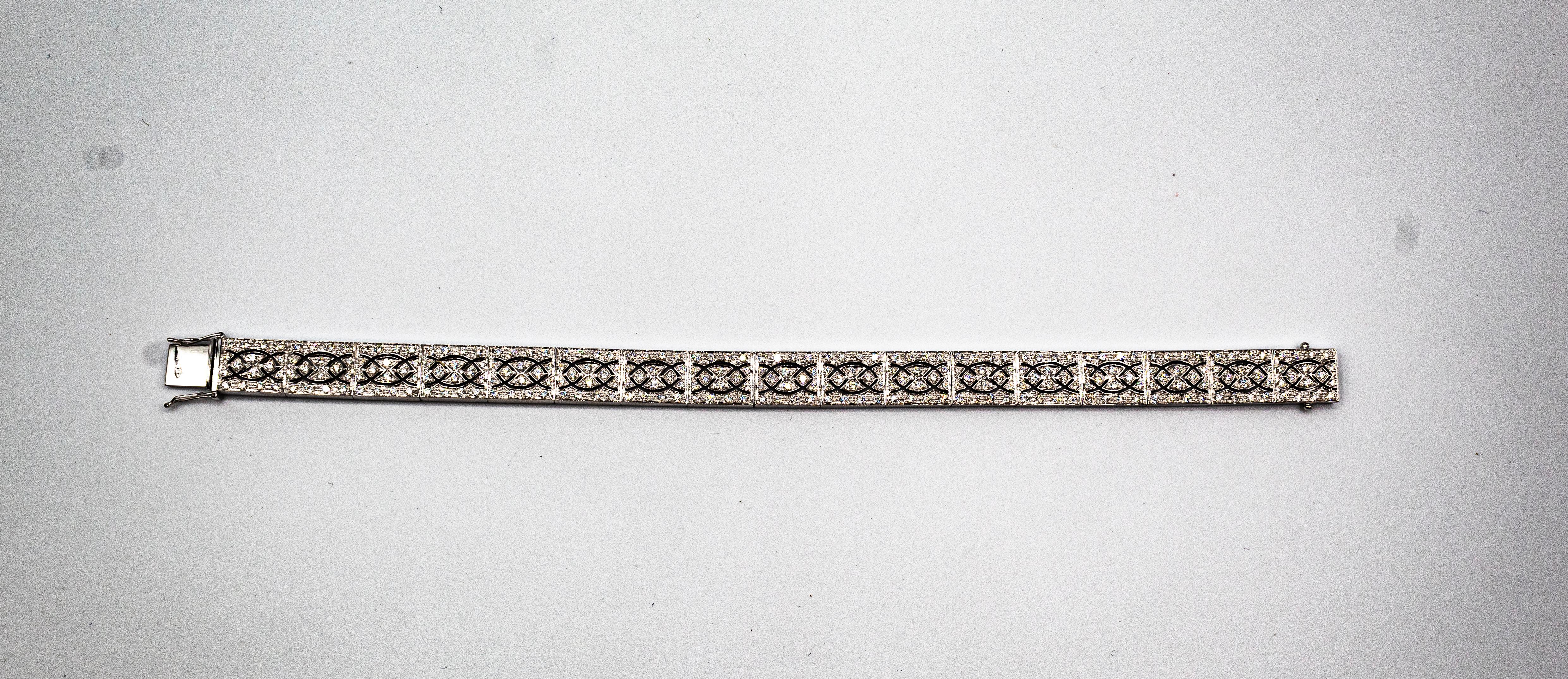 Art Deco Style 3.00 Carat White Brilliant Cut Diamond White Gold Bracelet For Sale 1