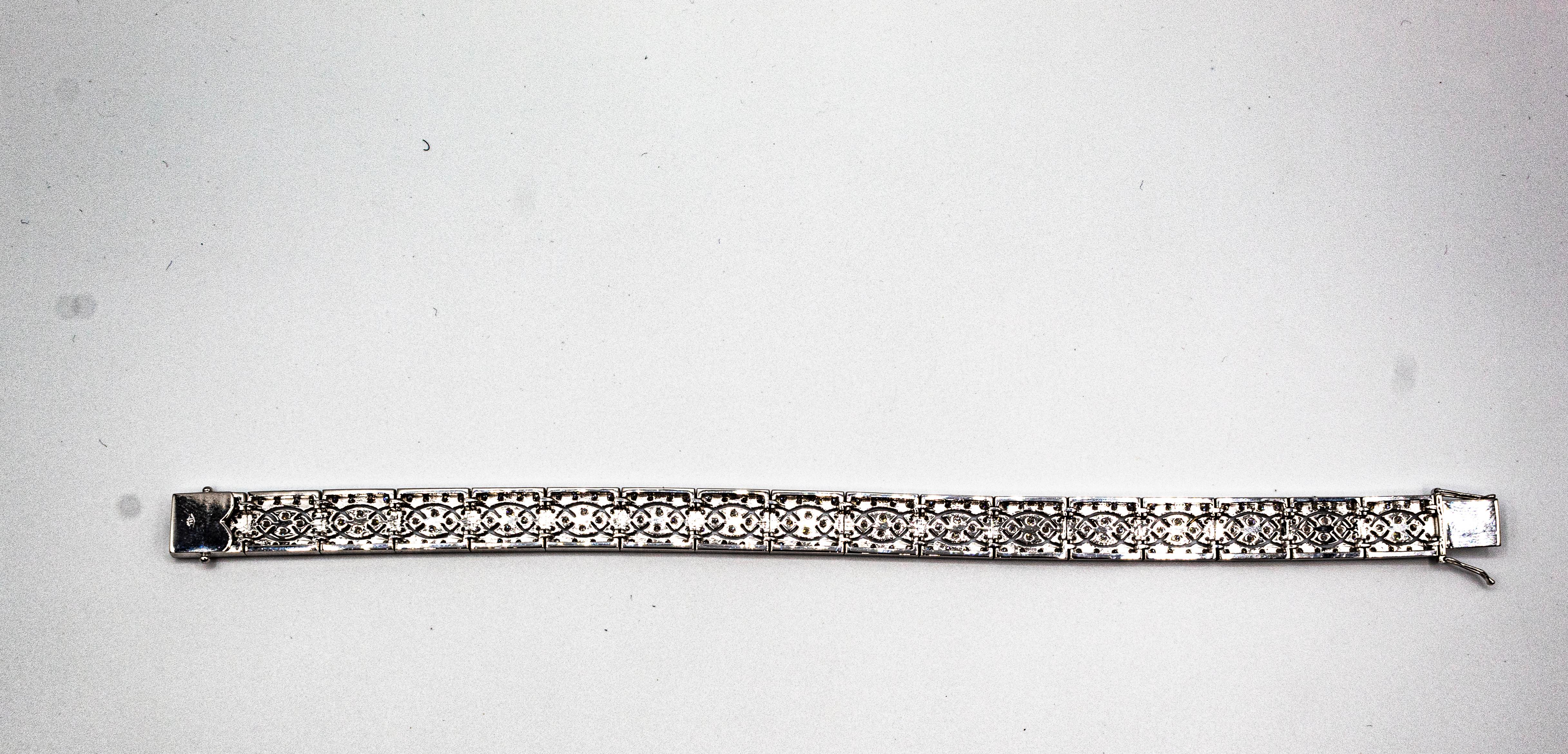 Weißgold-Armband im Art-déco-Stil mit 3,00 Karat weißem Diamanten im Brillantschliff im Angebot 2